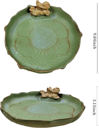 Ceramic Ground Bird Bath Bowl for Outside, BirdBath Bowl Only, Ground Bird Feeders and birdbath for Outdoors, Tabletop，Balcony and Garden