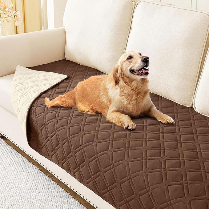 hyha Waterproof Dog Bed Blanket, Soft Pet Blankets, Waterproof Couch Cover for Dogs, Reversible Sofa Covers Washable for Furniture (30x70 Inch, Brown/Beige)