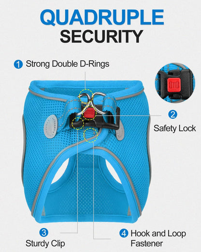 Joytale Small Dog Harness, Breathable Mesh Step-in Vest, Reflective Soft Padded Harnesses for Medium Dogs, Sky Blue, XL