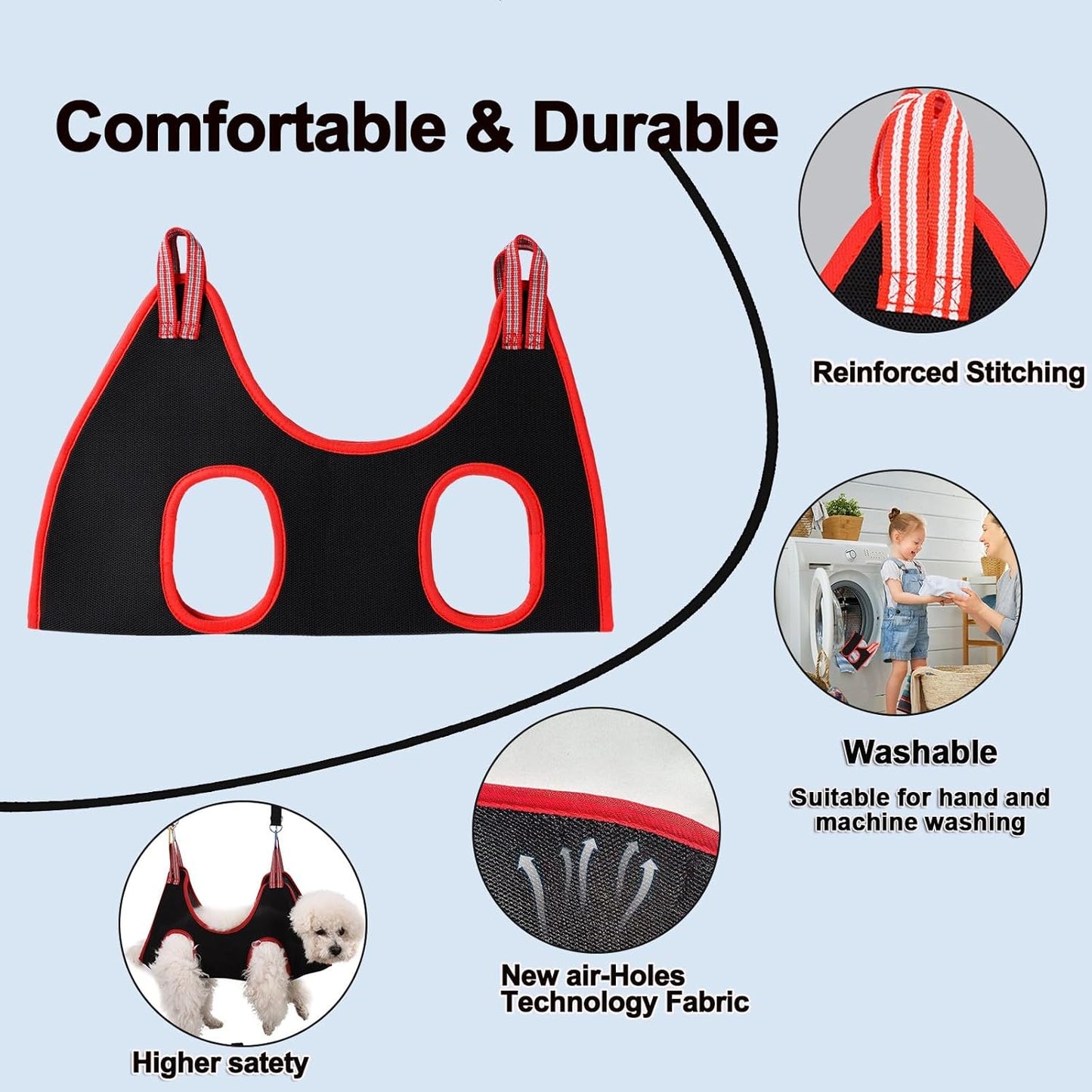 Dog Grooming Hammock Harness,Breathable Pet Cat Hammock Restraint Bag,Dog Grooming Sling Helper for Trimming Nail and Ear/Eye Care(S Size,8.5")