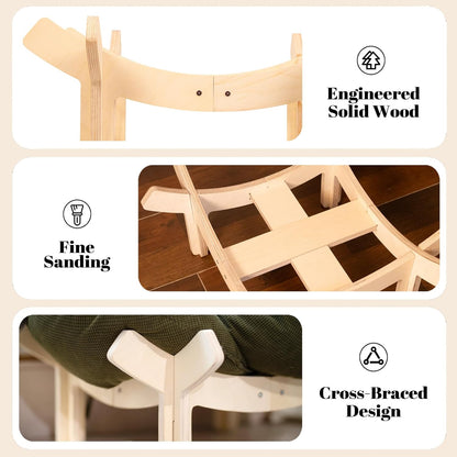 CHEERHOME PETS Elevated Cat Bed Wooden with Cushion Fluffy Pet Couch Sofa for Indoor Cats Raised Kitty Lounge Chair Suitable for Puppy, Cat Furniture(Green)