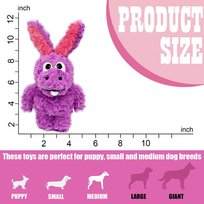 Squeaky Dog Toy Plush, Stuffed Crinkle Tug of War Dog Toy Keep Them Busy Pet Puppy Birthday Toy for Small Medium Large Dogs (Purple)