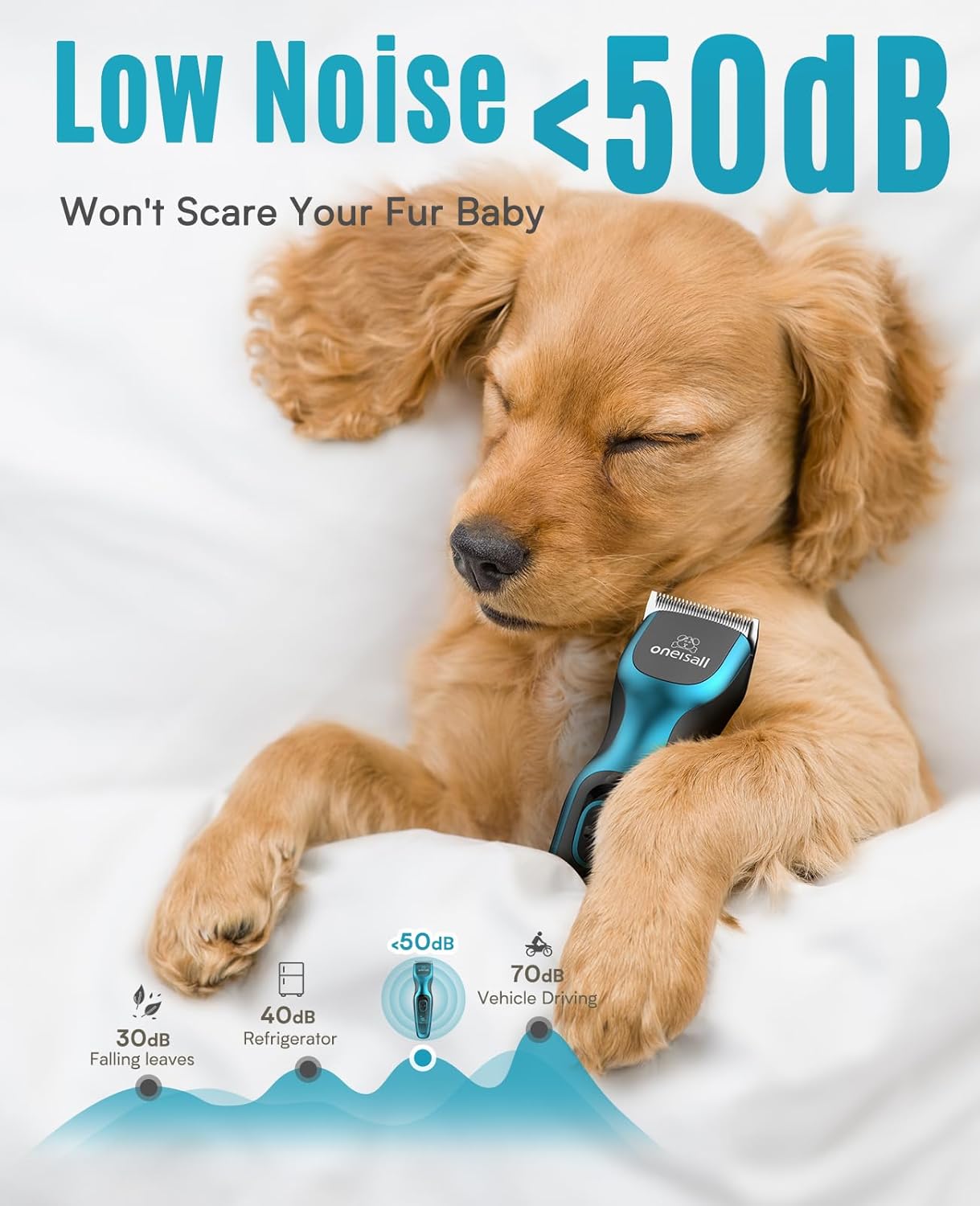 oneisall Dog Clippers for Grooming for Thick Coats with Detachable Stainless Steel Blade Cordless Rechargeable Dog Grooming Kit for Full Body DTJ001