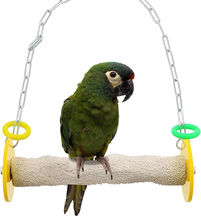 Sweet Feet and Beak Bird Swing - Pumice Perch Trims Nails and Beaks, Safe and Non-Toxic, For Small and Large Birds, 10.5 Inches