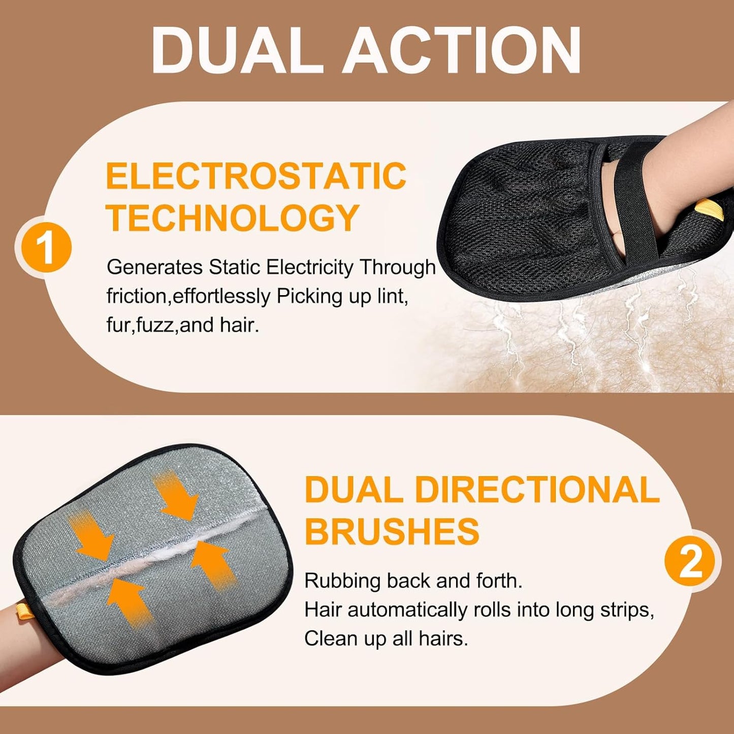 Pet Hair Removal Gloves - Electrostatic Pet Hair Removal Grooming Gloves,Reusable Cat & Dog Hair Remover for Couch, Furniture, Carpet, Curtain, Pet Grooming Mitt (1 PCS)