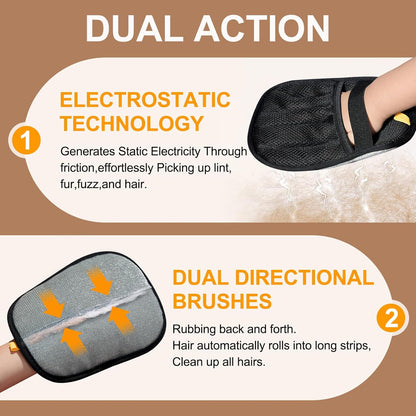 Pet Hair Removal Gloves - Electrostatic Pet Hair Removal Grooming Gloves,Reusable Cat & Dog Hair Remover for Couch, Furniture, Carpet, Curtain, Pet Grooming Mitt (1 PCS)