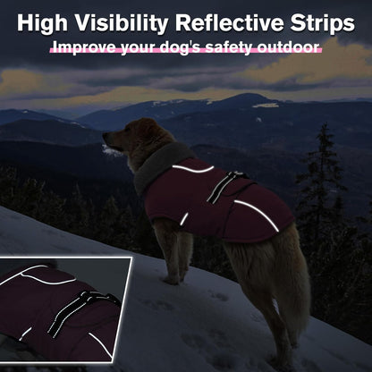 Lelepet Warm Dog Coats for Large Dogs Waterproof Dog Winter Jacket Reflective Pet Fleece Vest Windproof Cold Weather Coats with Adjustable Buckle & Leash Hole, Pink, XL