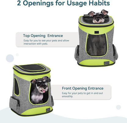 Petsfit Pet Backpack Carrier Easy-Fit Dog Travel Backpack Carrier for Hiking Walking Cycling Suitable for Small Medium Dogs Cats and Rabbits up to 22 Pounds, Green