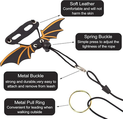 Lizard Harness and Leash-3 Size Pack Bearded Dragon Leather Dinosaur Wing Harness Reptile Leash Set for Safety Walking Costume Indoor Outdoor