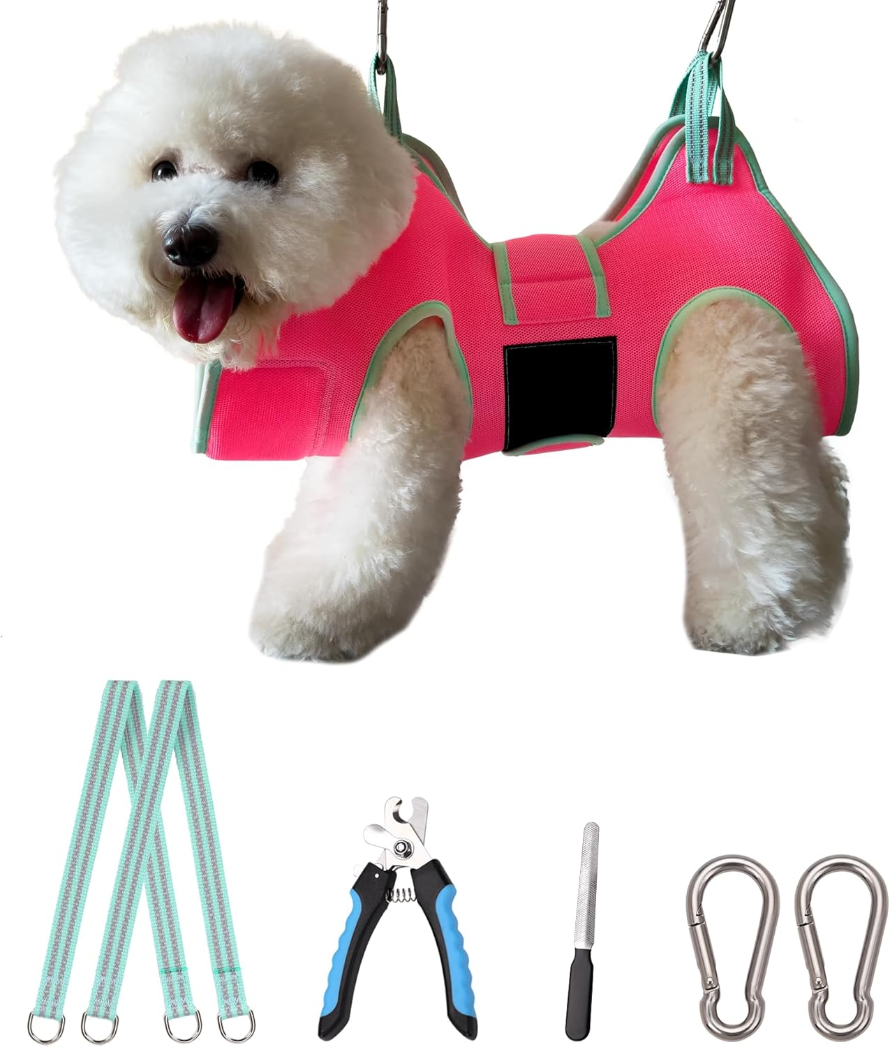 Dog Grooming Hammock, Small Dog Hammock for Nail Trim, Hanging Harness for Claw Care,Grooming Sling Holder Hanger with Thick Fabric Neck Support Wide Strap Restraint