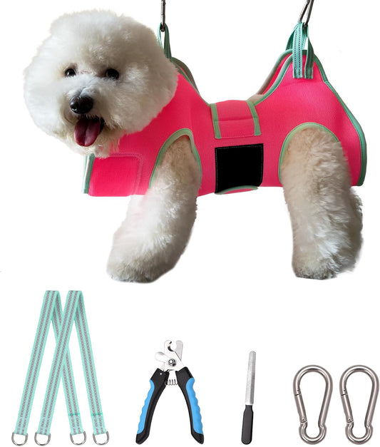 Dog Grooming Hammock, Small Dog Hammock for Nail Trim, Hanging Harness for Claw Care,Grooming Sling Holder Hanger with Thick Fabric Neck Support Wide Strap Restraint