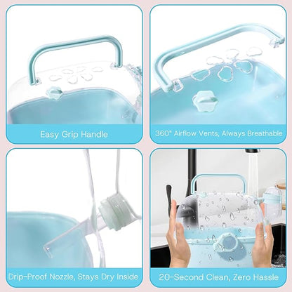 Portable Hamster Carrier Cage for Travel - Acrylic Small Animal Cage with Ventilation Holes,Escape-Proof Hamster Travel Cage for Outdoor Picnics, Vet Visits(Blue)