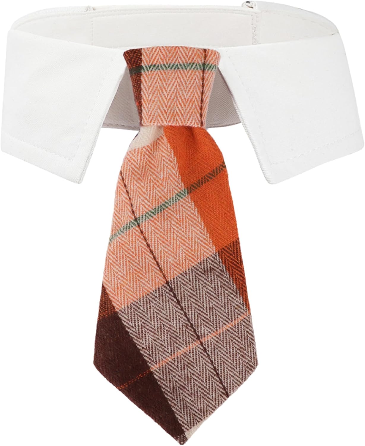 ADOGGYGO Fall Dog Necktie, Halloween Thanksgiving Pet Tuxedo, Orange Plaid Fall Neck Tie Collar for Medium Dogs (Medium)