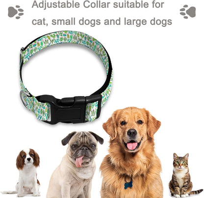 Green Cactus Plant Pet Collars Dog Collars Soft Elastic Neck Strap for Female Male Puppy Cats