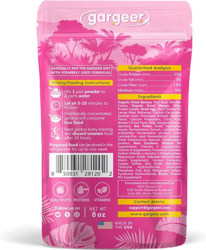 8oz Complete Crested Gecko Food Diet. Premium Ingredients Mix, Ready to Use Freshly Made Powder. Unique Superfood Formula, Developed & Made in The USA. Enjoy!