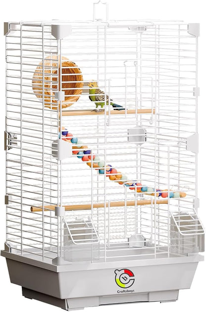 Basic Bird Cage, 24.8inch Parrot Cage (24.8" x 14.6" x 11"),Bird Cage with Ladder, Horizontal Bar, 2 Feeders, and Bird Nest
