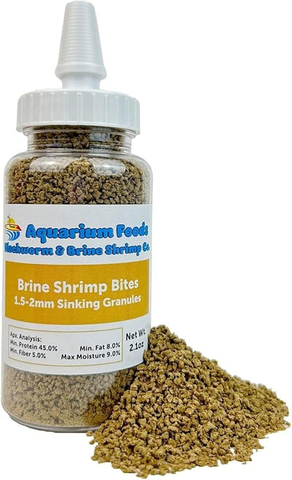 Aquatic Foods Inc. Brine Shrimp Sinking Micro Bites for Guppies, Nano Fish, Cichlids, Discus, Corys, Tetras, Bettas All Tropical Fish…2.1oz Squeeze Bottle
