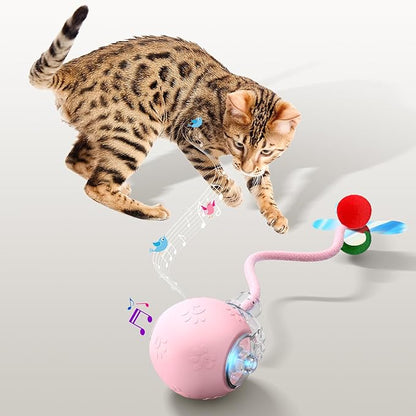 Interactive Cat Toys for Indoor Cats - Kitten Toy with Speedy Tail 2.0, Automatic Cat Toys for Bored Indoor Adult Cats, Motion-Activated, 2025 New Upgraded, USB Rechargeable (Pink)
