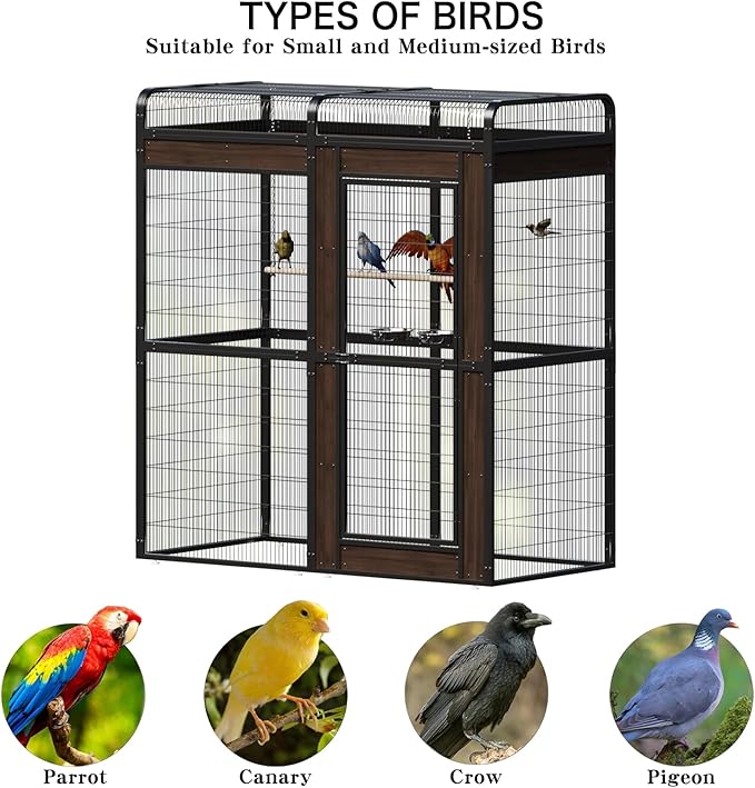 Large Bird Cage for Parakeets Outdoor Bird Aviary Parrot Cage with Perch, Birdcage for Macaws Canaries Parrots Budgie Lovebirds-Black