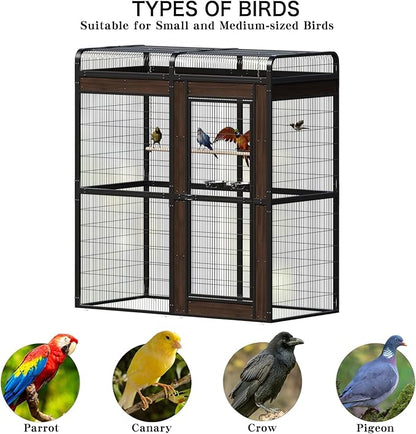 Large Bird Cage for Parakeets Outdoor Bird Aviary Parrot Cage with Perch, Birdcage for Macaws Canaries Parrots Budgie Lovebirds-Black