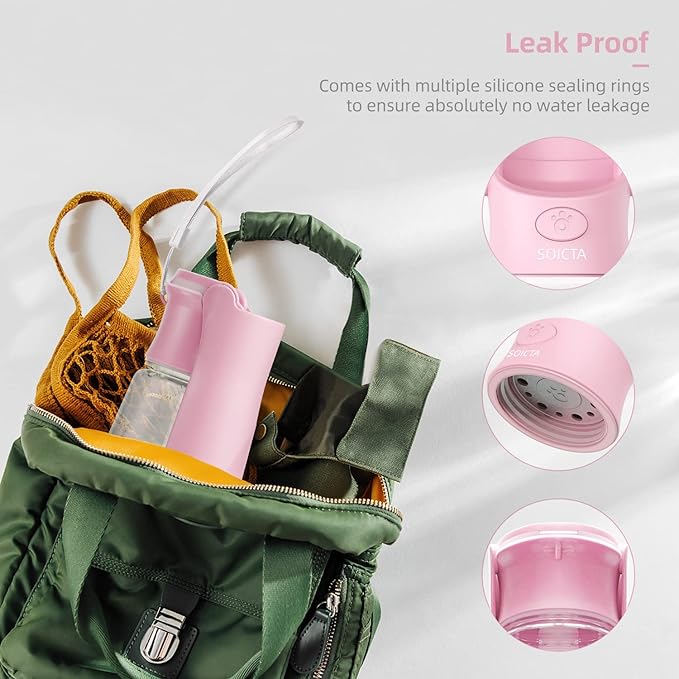 Portable Dog Water Bottle for Walking 19 OZ or 12 OZ Portable Pet Water Bottles for Puppy Small Medium Large Dogs Water Dispenser Pet Water Bowl Dog Accessories(19OZ Pink)