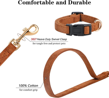 No Pull Dog Harness- Lightweight, Soft, Adjustable Small Harness Collar and Leash Set, Suitable for Cats Puppy Small and Medium-Sized Dog Outdoor Training and Running (Brown, XXS)