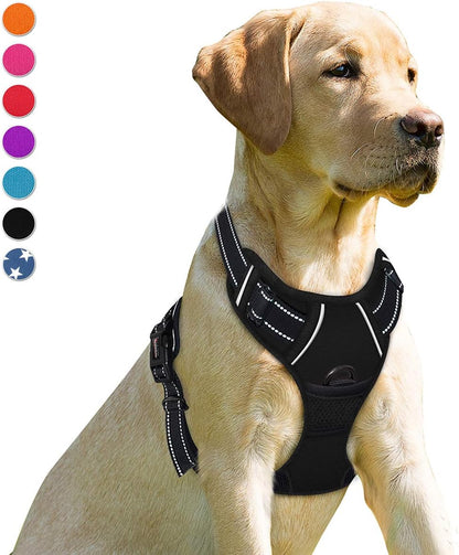 BARKBAY No Pull Dog Harness Front Clip Heavy Duty Reflective Easy Control Handle for Large Dog Walking(Black,M)