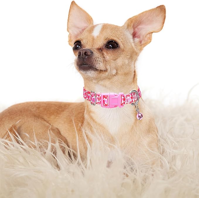 Small Dog Collar for Dogs,Puppy Collars with Bells Pretty Flower Dog Collar for XS Small Tiny Pet Female Dogs S