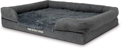 The Dog’s Bed, XL Grey Fur,Memory Foam, Pain Relief: Arthritis, Hip & Elbow Dysplasia, Post Surgery, Lameness, Supportive, Calming, Waterproof Washable Cover