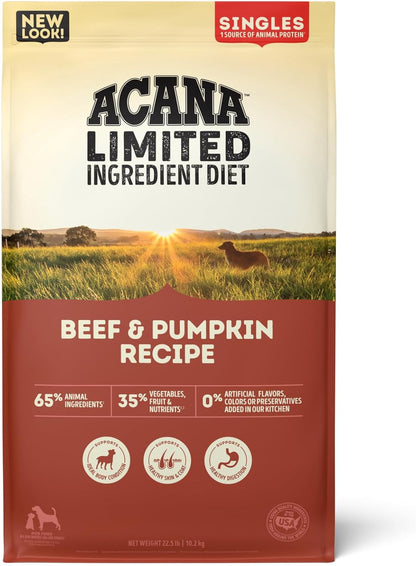 ACANA Singles Limited Ingredient Grain Free High Protein Dry Dog Food Beef & Pumpkin Recipe 22.5lb Bag