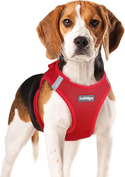 rabbitgoo Small Dog Harness, Step-in Soft Mesh Puppy Vest with Safety Buckle, Breathable Reflective Pet Harness for Small Medium Dogs, Red XL