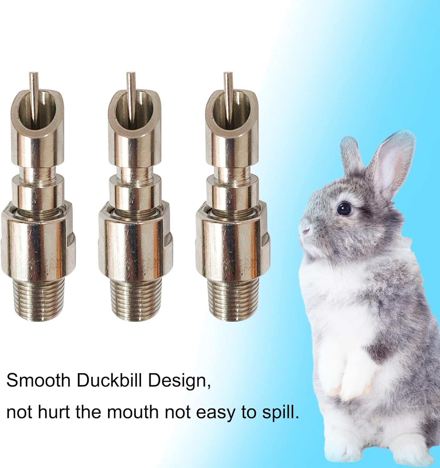 Threaded Stainless Steel Rabbit Water Nipples Automatic Rodent Watering System Kit Animal Breeding Supplies (6PCS)
