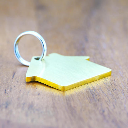 Ultra Joys Cat ID Tag Personalized Pet Tags, Durable Stainless Steel Small Pet Mini Dog Cat Tag Lightweight - House Tag in Gold