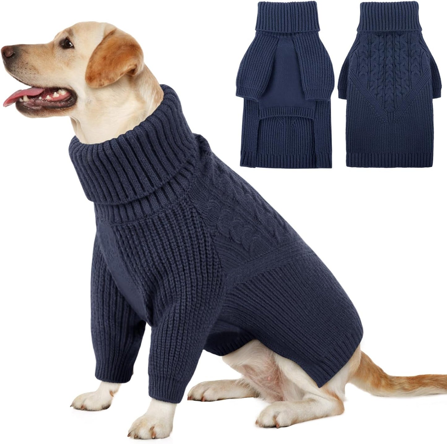 Queenmore Precious Winter Dog Knit Wear XXL - Perfect for Boys or Girls, Ideal Xmas Gift for Big Dogs - Warm & Chunky NavyBlue Color