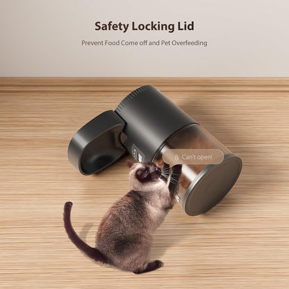 IMIPAW Automatic Cat Feeders, 3L Timed Cat Dry Food Dispenser, Dual Power Supply, Programmable Portion Size, 1-6 Meals Per Day, Auto Pet Feeder for Cats and Small Dogs, with Desiccant Bags