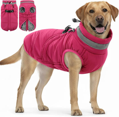 SAWMONG Dog Coat, Warm Dog Winter Coat, Waterproof Fleece Jacket, Cold Weather Dogs Jacket (3XL,Rosered)