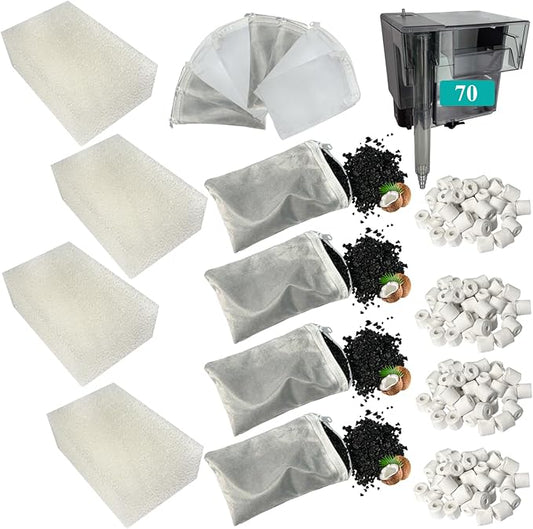4 Set Three-Stage Filters Media Maintenance Kit Replacement for AquaClear 70 Power Filter, Fish Tank Filter for 40-to-70 Gallon Aquariums