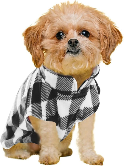 Kama Bridal Dog Spring Autumn Winter Coat Pullover Fleece Vest for Cats & Dogs - Thin Sweater, Black & White Plaid (Black, M)