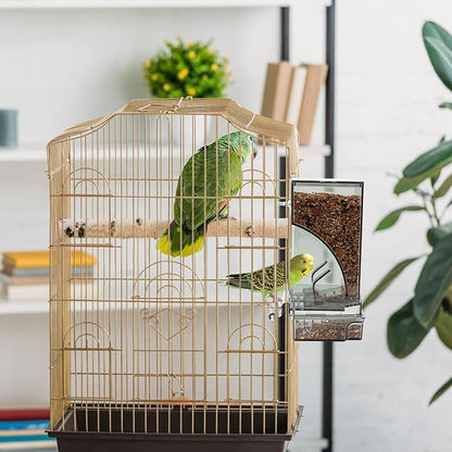 Rypet No Mess Automatic Bird Feeder for Cage,Transparent Acrylic Parrot Seed Feeders,Food Container for Cage,Parrot Feeder Cage Accessories for Small and Medium Lovebirds Parakeets Cockatiel Finch