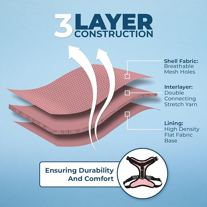 Voyager Step-in Lock Adjustable Cat Harness w. Cat Leash Combo Set with Neoprene Handle 5ft - Supports Small, Medium and Large Breed Cats by Best Pet Supplies - Pink/Black Trim, XS