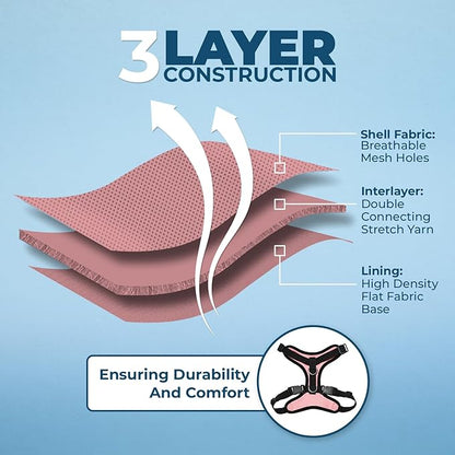 Voyager Step-in Lock Adjustable Cat Harness w. Cat Leash Combo Set with Neoprene Handle 5ft - Supports Small, Medium and Large Breed Cats by Best Pet Supplies - Pink/Black Trim, XXXS