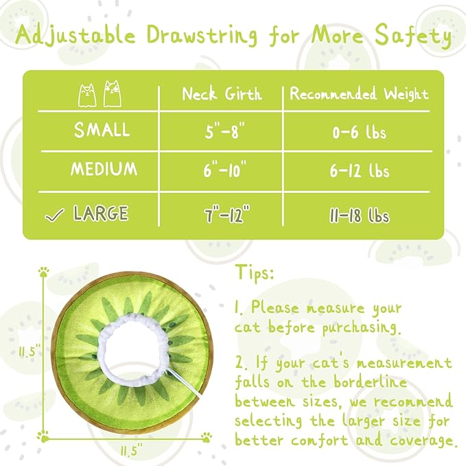 ANWA Adjustable Cat Cone Collar Soft, Cute Cat Donut Collar After Surgery, Kitten Recovery Cones to Stop Licking