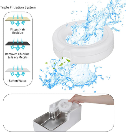 Sfozstra Automatic Dog Water Dispenser: 8L Large Gravity White Waterer with Stainless Steel Bowl - 100% BPA-Free - Suitable for Pet Owners Garden/Apartment