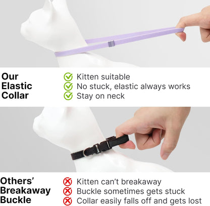 Safety Cat Collar - U.S. IDA Gold Awarding Design, Elastic Quick Release, Non Breakaway - Lightweight for Kitten, Neck Fit 7.8'-15.7' for All Small Large Cat,M(Vivid Red)