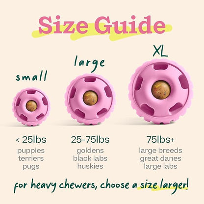 WOOF Party Pupsicle - Long-Lasting Interactive Dog Toys for Boredom - Low-Mess Design - Birthday Gifts for Dogs - XL Dog Toys - Party Pink