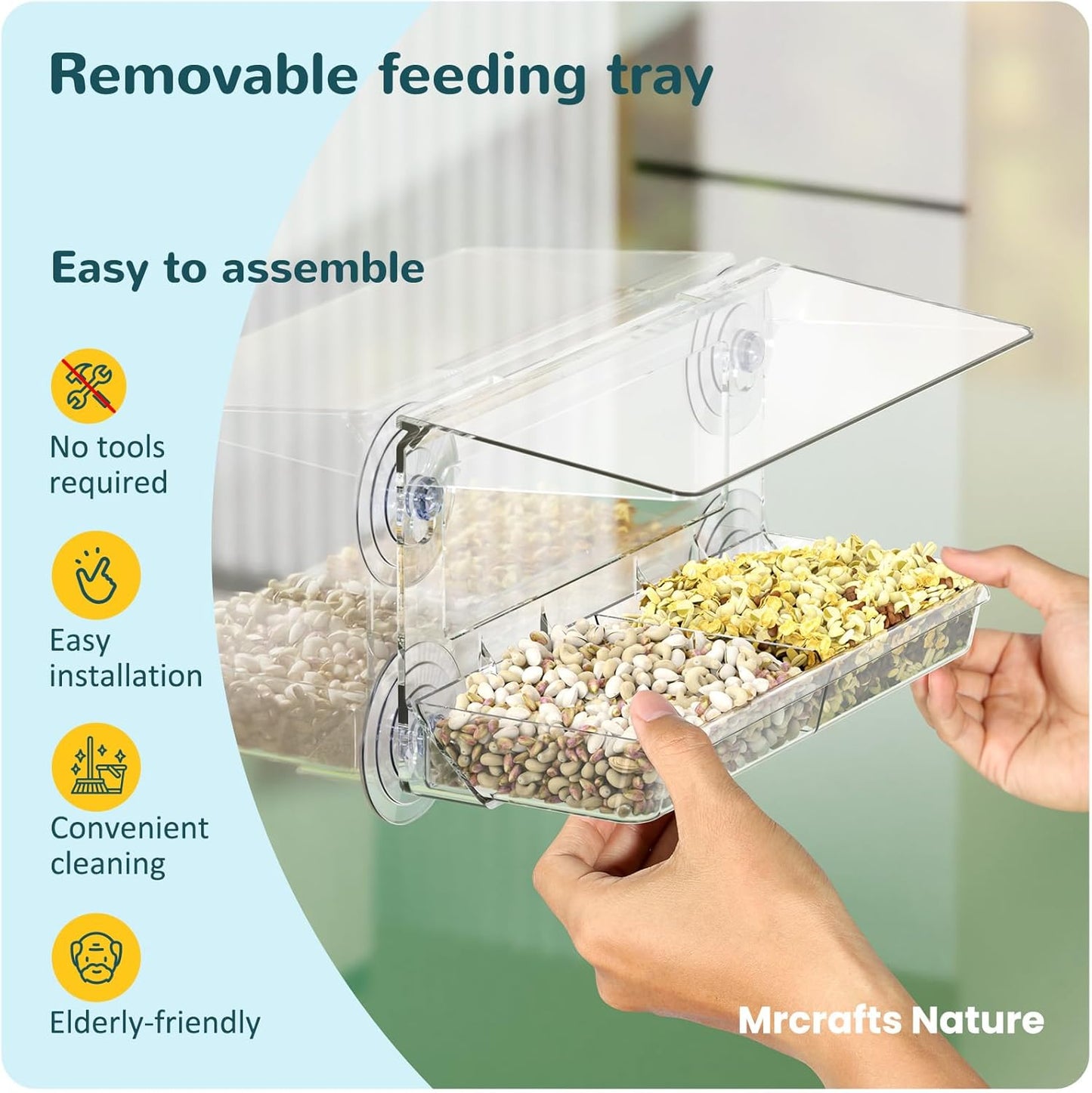 Window Bird Feeder with Strong Suction Cups, Clear Window Bird feedersfor Viewing, Cardinal Bird Feeders for Outside, Unique Gift