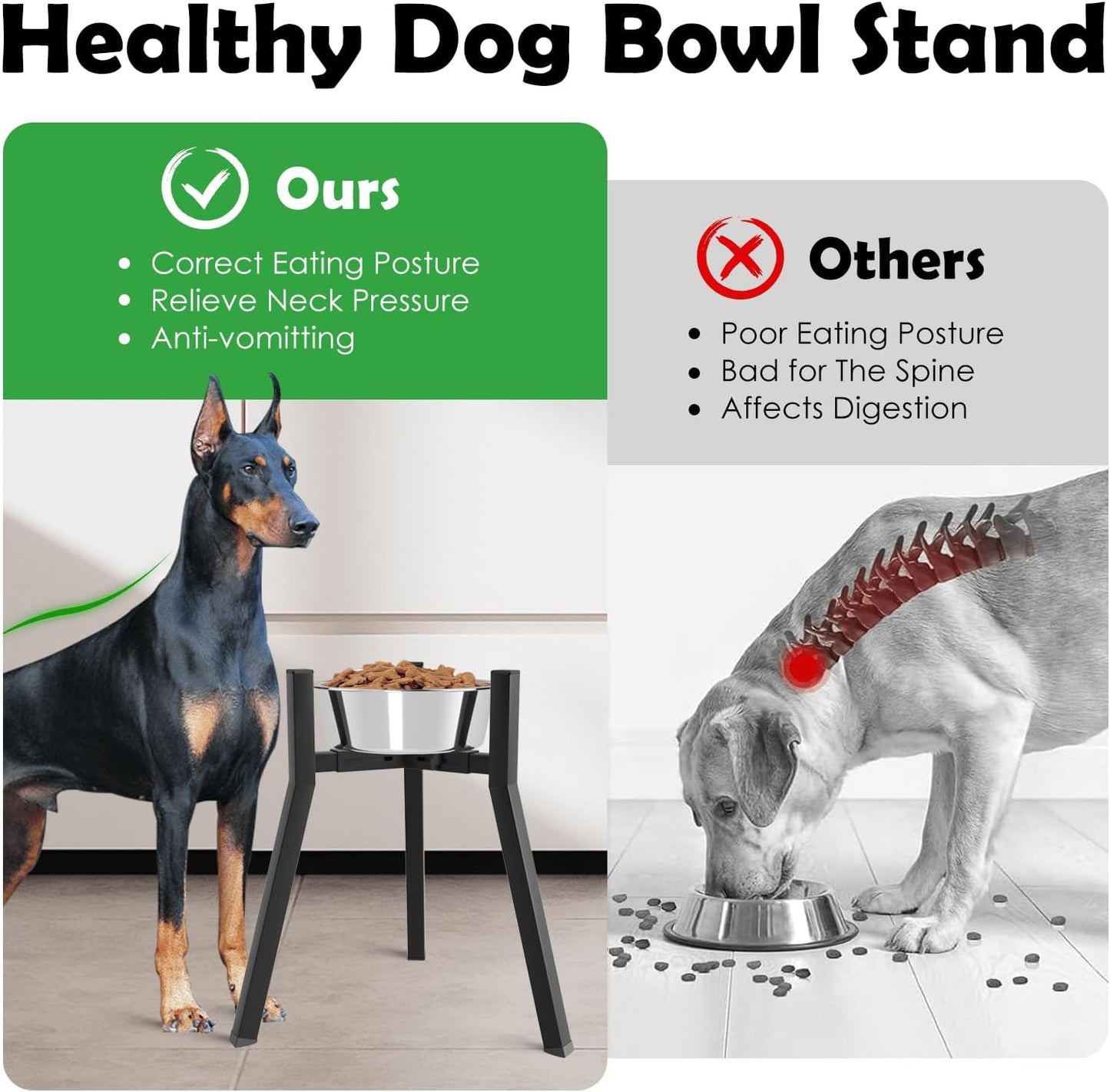 Elevated Dog Bowl Stand for Large Dogs, Adjustable Width 8.2-12.6", 16.9" Tall Single Raised Dog Food Water Stand,Bowl Not Included