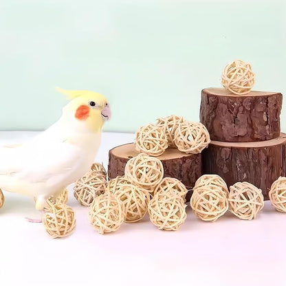 HANZE Rattan Balls,Sepak Takraw, Vine Ball, Parrot Chew Toy and Stimulation Ball Set (Set of 12)