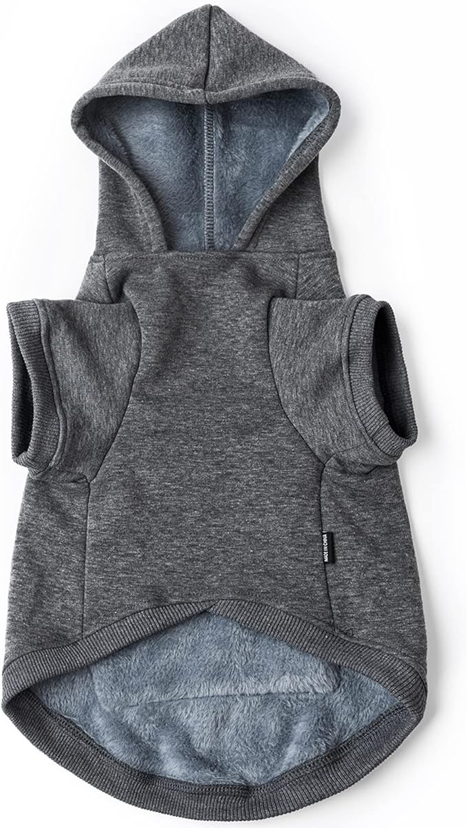 Koneseve Dog Hoodie Fleece Puppy Clothes Warm Sweater with Hat for Small Dogs Cat Hooded Shirt Kitten Pet Basic Hoodies Sweatshirt with Pocket Doggie Soft Winter Coat Apparel (Grey; M)