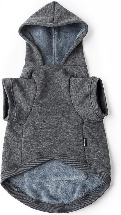 Koneseve Dog Hoodie Fleece Puppy Clothes Warm Sweater with Hat for Small Dogs Cat Hooded Shirt Kitten Pet Basic Hoodies Sweatshirt with Pocket Doggie Soft Winter Coat Apparel (Grey; S)